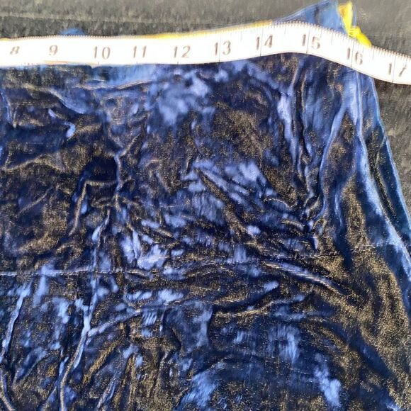 Samantha Treacy blue/yellow silk/velvet skirt w/long belt tie Sz 10 - Picture 7 of 8